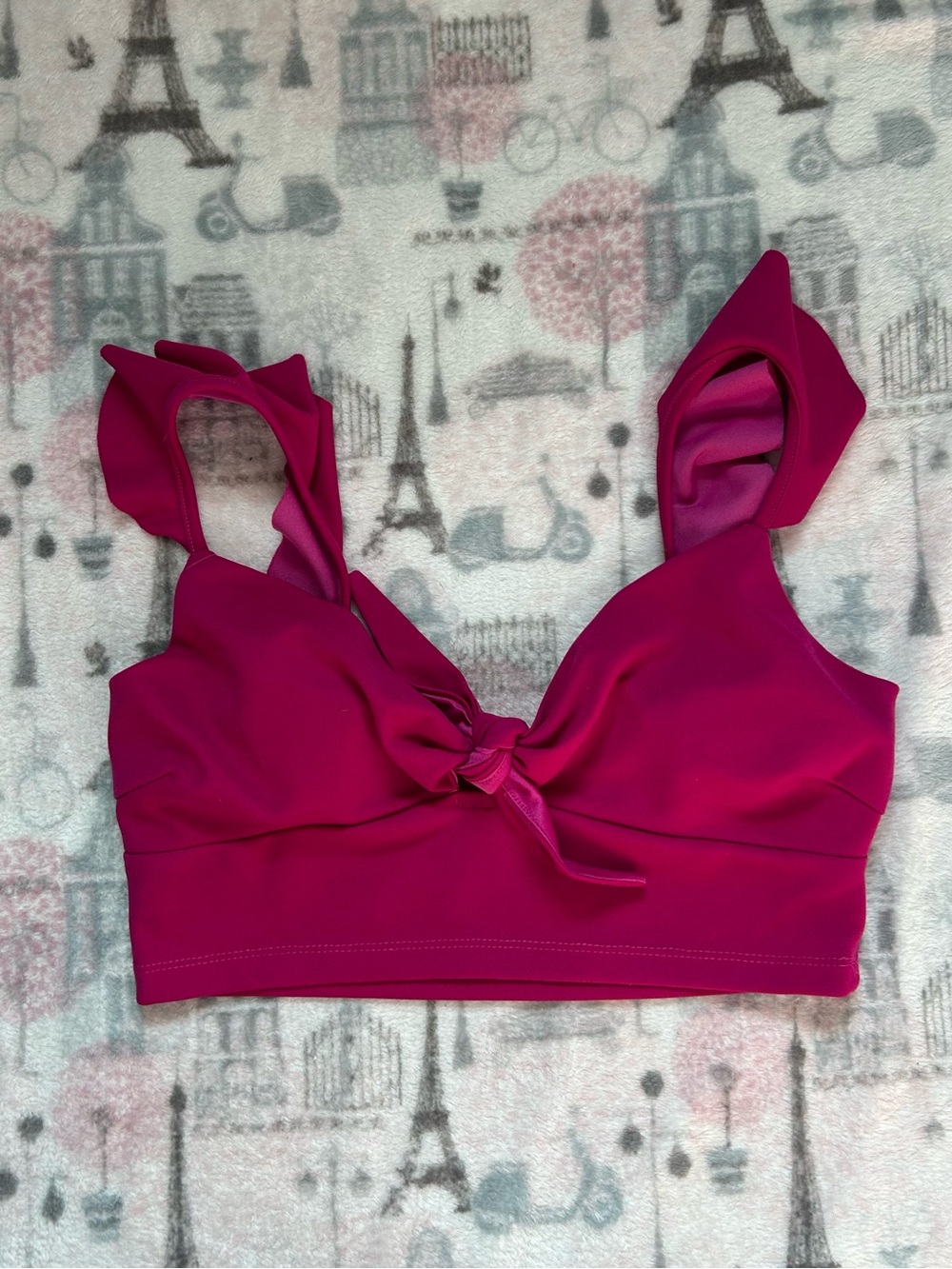 SHEIN Magenta Tie-Front Crop Top